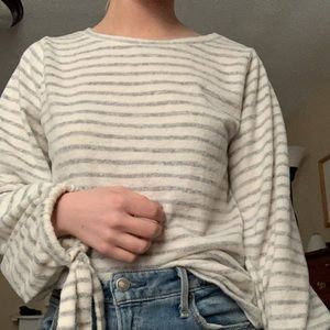 Gray Striped Soft Sweater